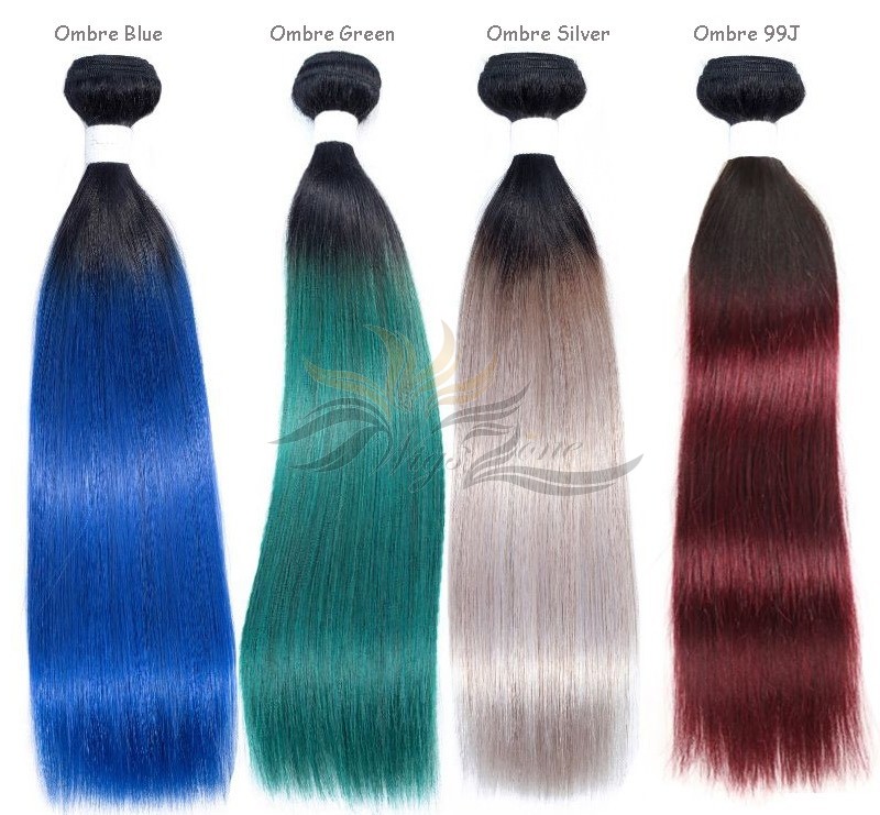 Special Ombre Color Silky Straight Brazilian Virgin Hair Wefts Human Virgin Hair Weaves  [BRSOST]