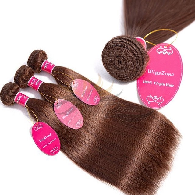 Color #4 Silky Straight Brazilian Virgin Hair Wefts 4pcs/Lot Human Virgin Hair Weaves 4 Bundles [BRW4ST4]