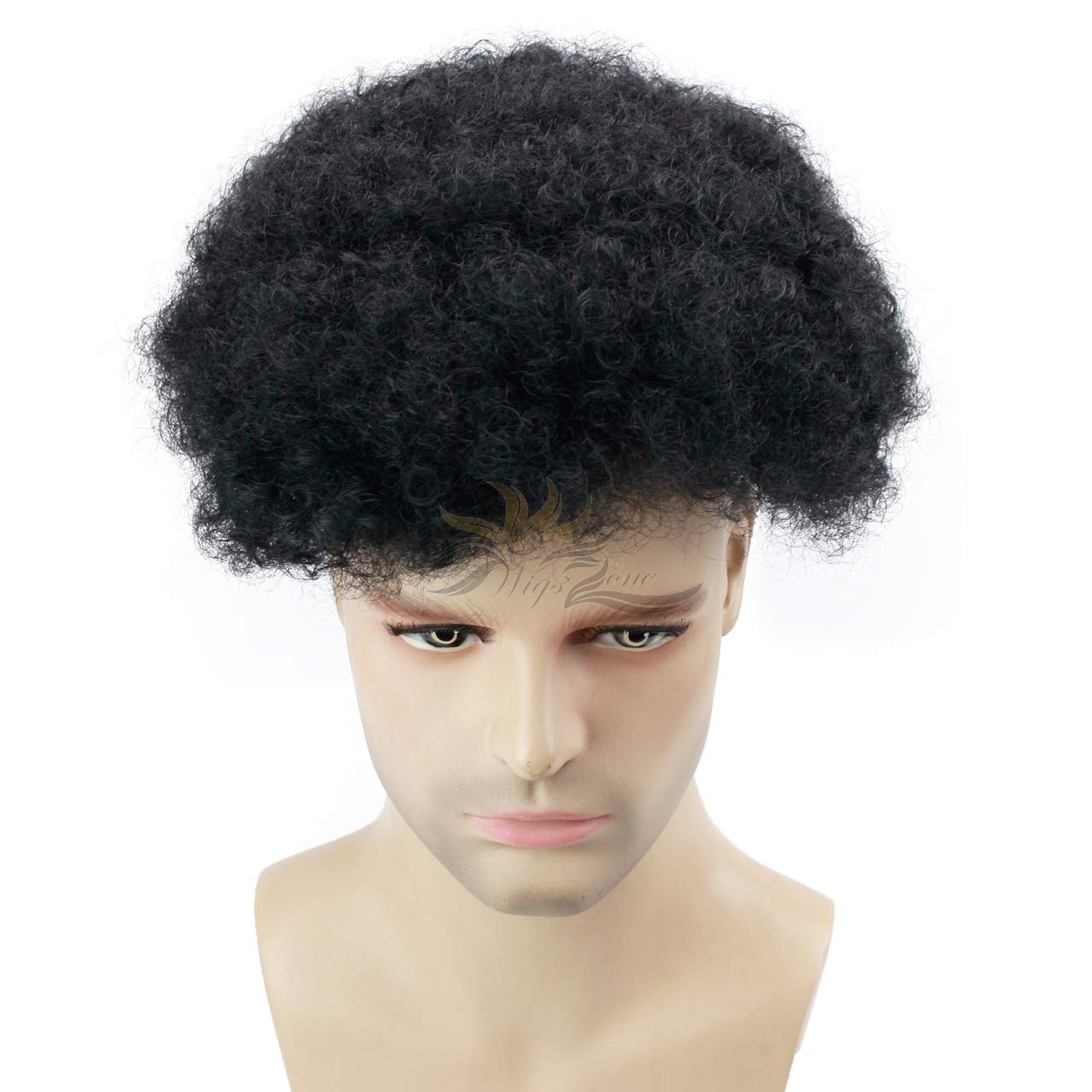 Full Super Fine Swiss Lace Men's Toupee for Black Men Afro Toupee African American Hair Piece African Curly Afro Men's Replacement [T26]