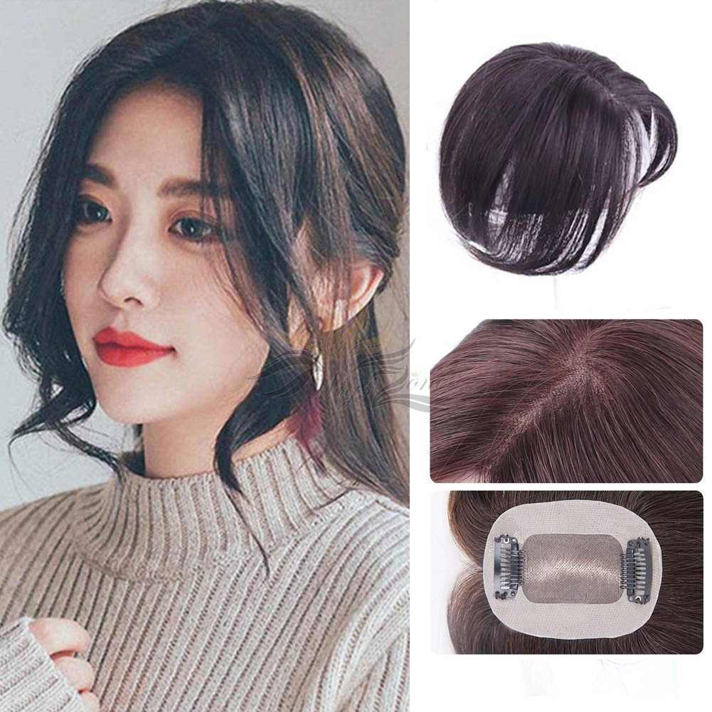 Middle Part Mono Silk Top Human Virgin Hair Pieces Hair Replacement Silk Base Hair Topper Clips-in Hairpieces [HP11]