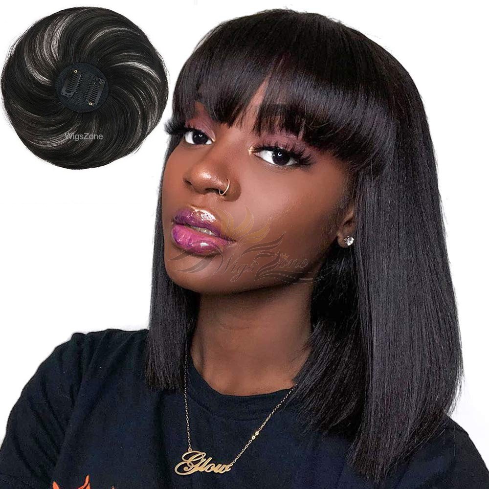 Ready To Ship 3D Air Fresh Human Virgin Hair Topper Hair Bang Top Quality Human Hair Hairpieces Base Size 6cm*6cm [HP03]