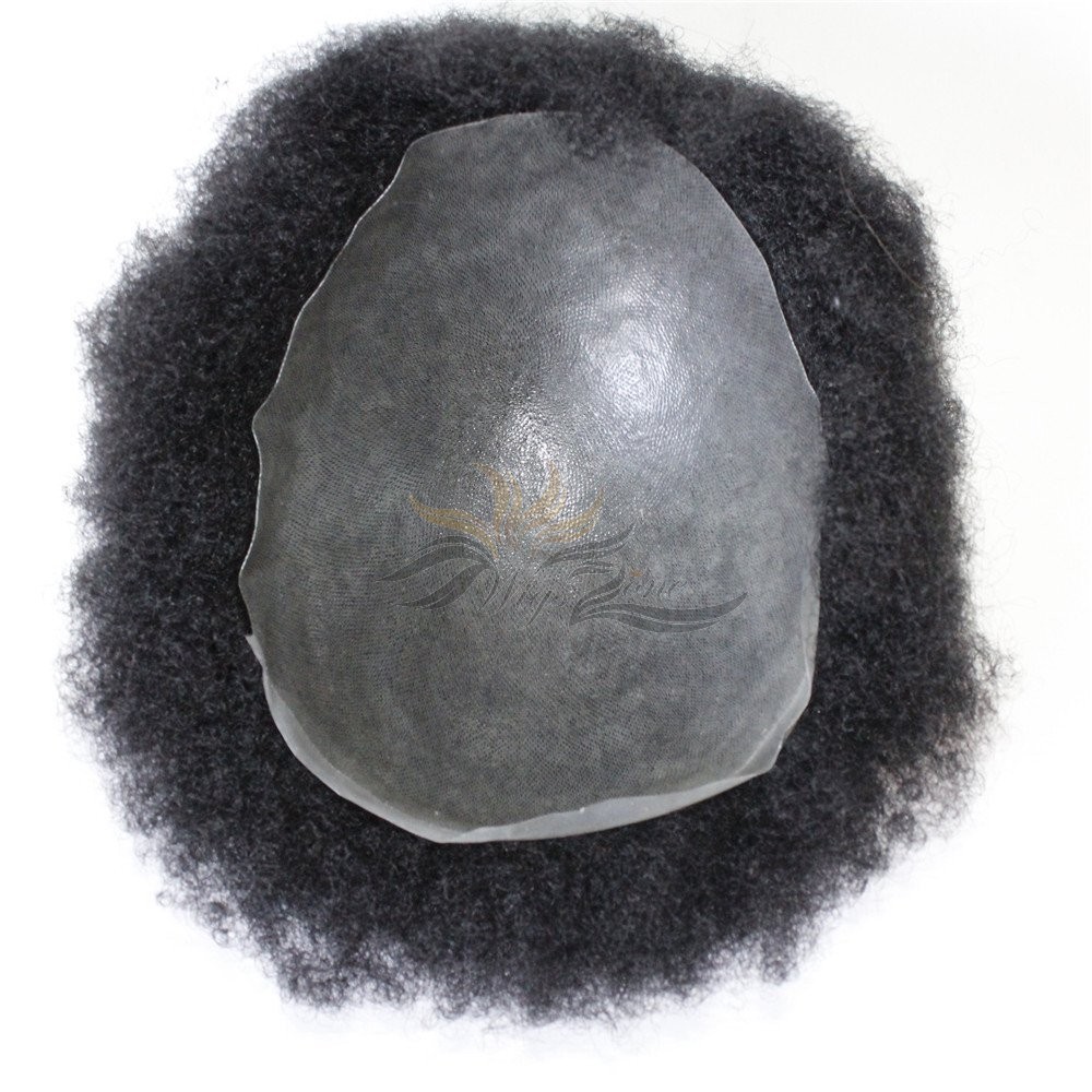Thin Skin Toupee Afro Toupee for Men Afro Curl Hair Pieces Men's Afro Curly Human Hair Thin Skin Replacement System [T60]