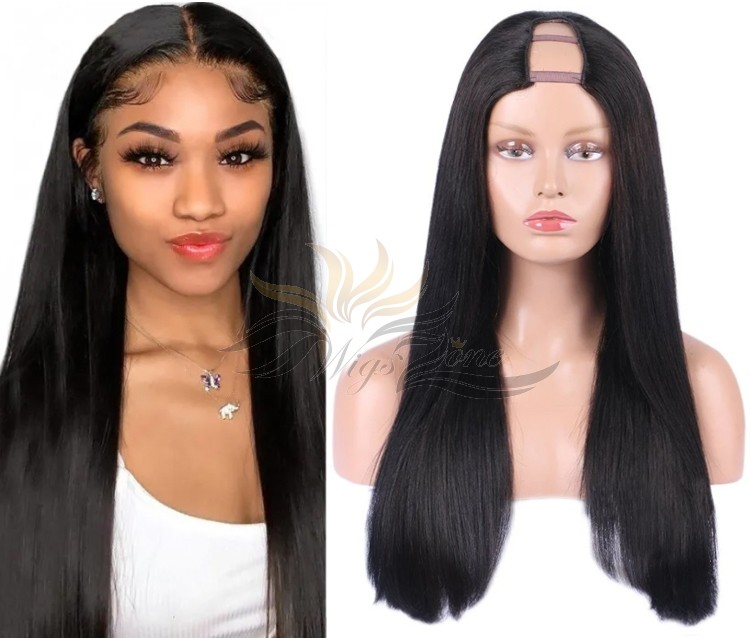 Silky Straight Brazilian Virgin Hair U Part Wigs Human Hair U-PART Wigs Clips In Glueless Wigs Pre Plucked African American Wigs For Black Women No Glue No Sew In  [UWST]