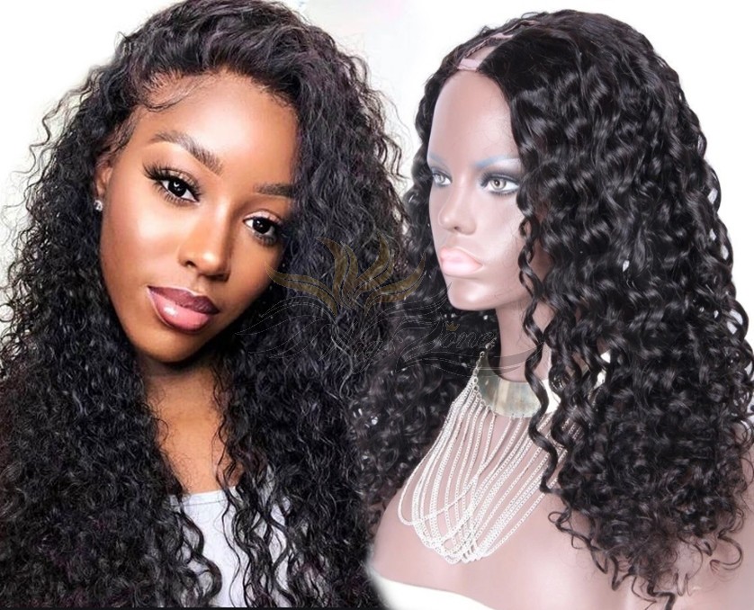 Brazilian Curl Body Curl Brazilian Virgin Hair U Part Wigs Human Hair U-PART Wigs Clips In Glueless Wigs Pre Plucked African American Wigs For Black Women No Glue No Sew In [UWBR]