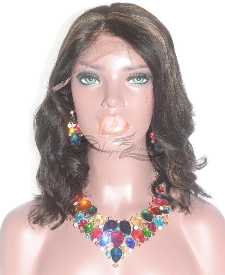 180%-250% Big Density 1B With #30 Highlights Natural Wave  Burmese Virgin Hair Glueless Lace Closure Wig [LCNW]