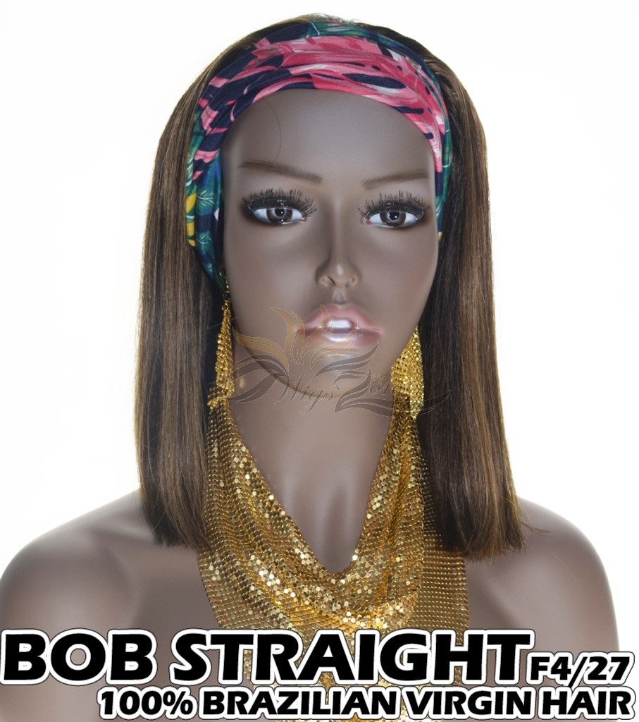 100% Top Grade Brazilian Cuticle Aligned Human Hair BOB F4/27 Headband Wig Scarf Wig [BH427B]