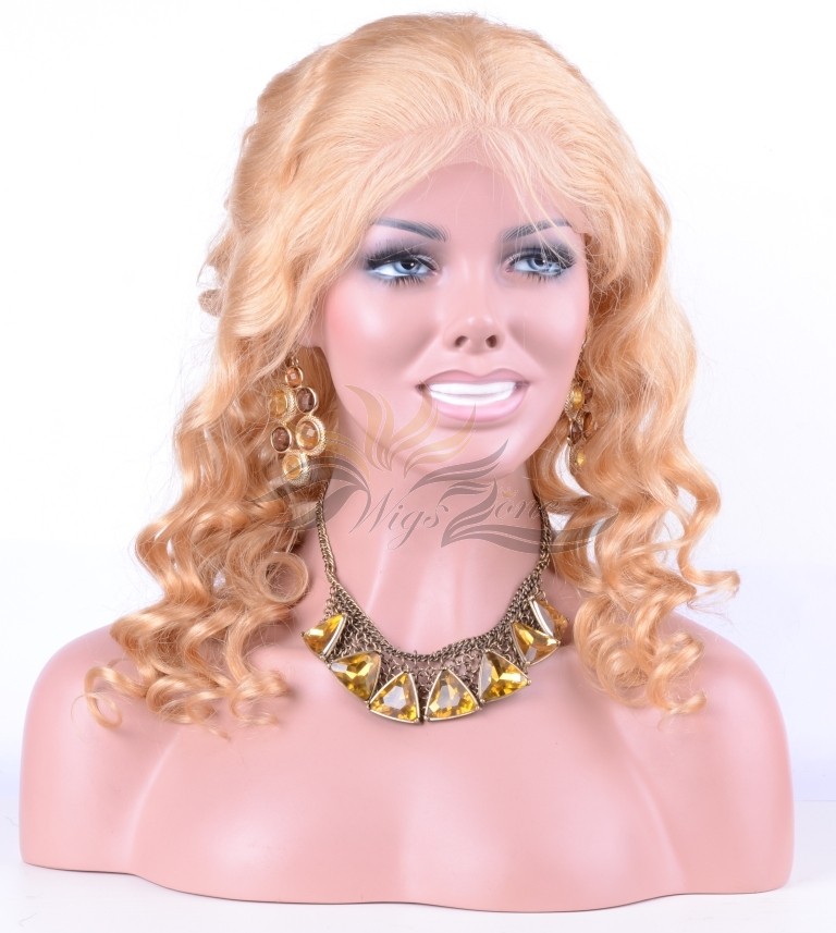 Color #27 Body Curl Russian Virgin Hair Lace Wig Pre-Plucked Hairline HD Invisible Skin Melting Lace Wig [RU27BC]