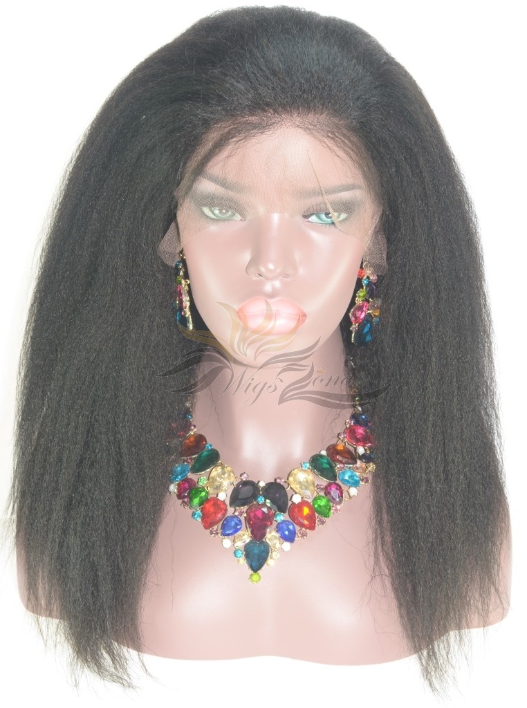 Kinky Straight SILK TOP Lace Front Wig Burmese Virgin Hair Hidden Knots [BUSHKT]