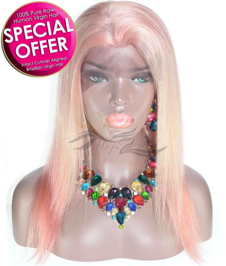 New Fashion Light Pink Human Hair Lace Wig Pre-Plucked Hairline Bleached Knots [BFPK]