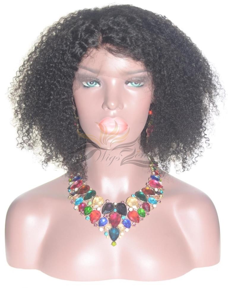 Afro Curl SILK TOP Lace Front Wig Brazilian Virgin Hair Hidden Knots [BRSHAC]