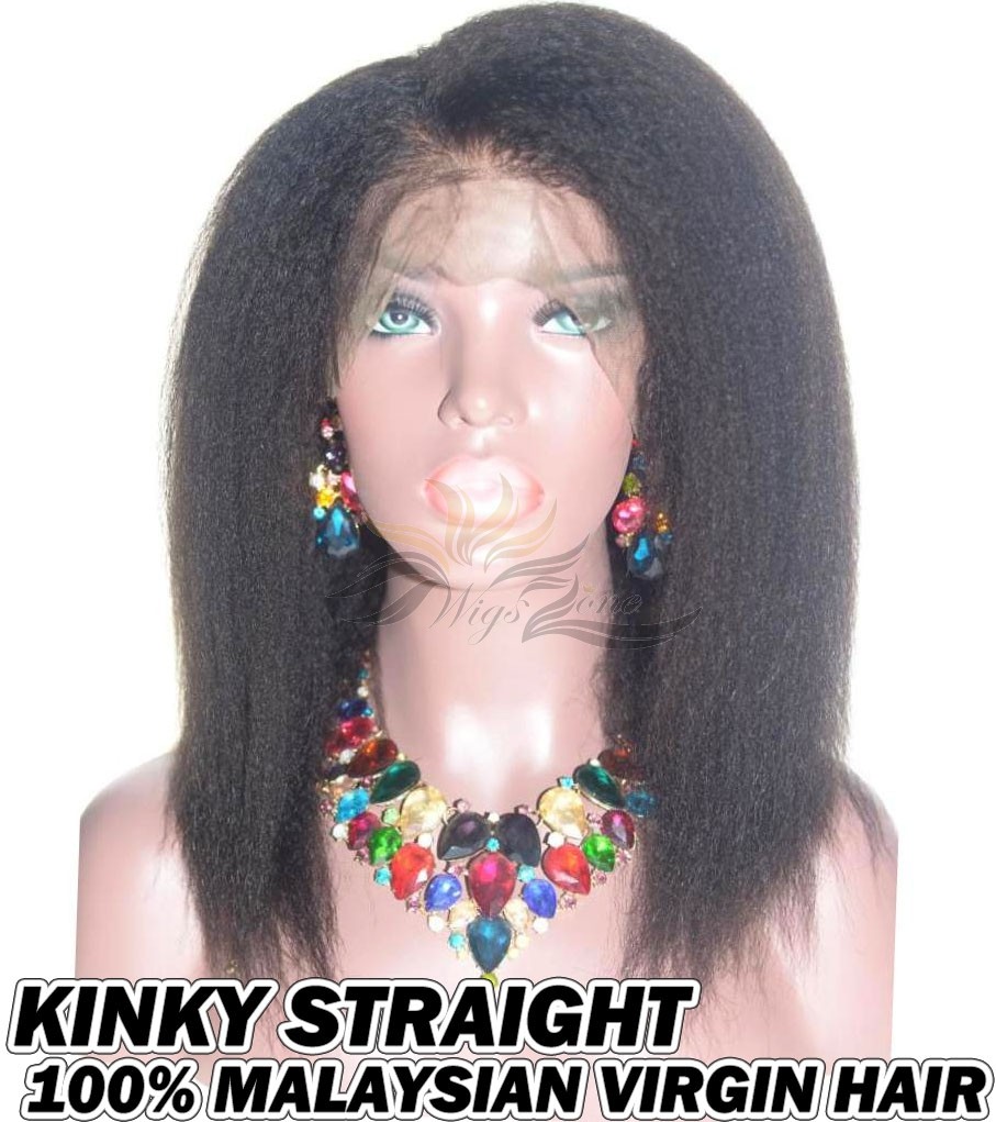 Kinky Straight Malaysian Virgin Human Hair HD Lace 360 Lace Wig 150% Density Pre-Plucked Hairline
