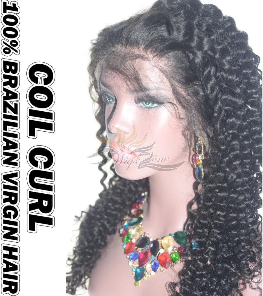 Coil Curl Brazilian Virgin Human Hair HD Lace 360 Lace Wig 150% Density Pre-Plucked Hairline