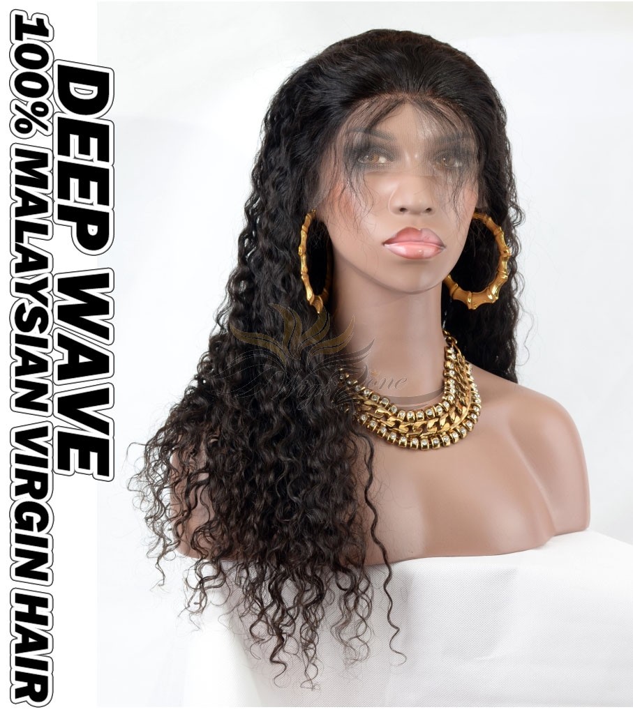Deep Wave Malaysian Virgin Human Hair HD Lace 360 Lace Wigs 150% Density Pre-Plucked Hairline