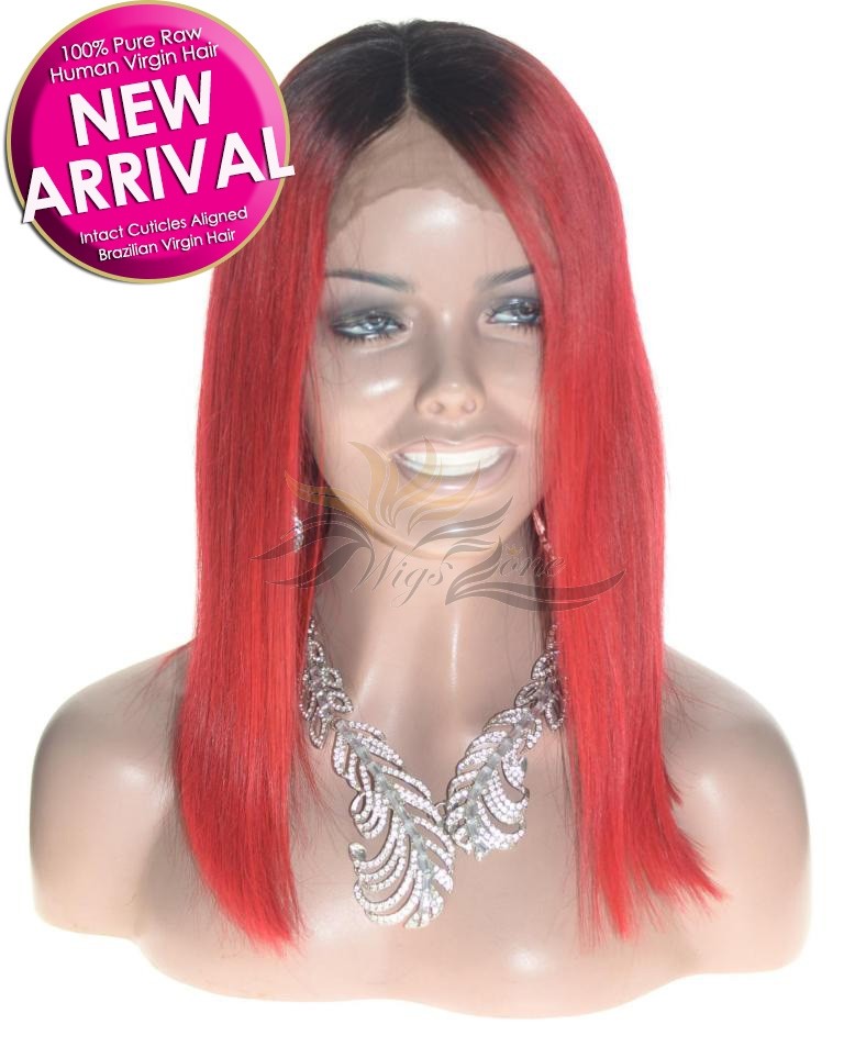 Ombre TNC/Red Bob Peruvian Virgin Hair Full Lace Wig Pre-Plucked Hairline [PFTR]