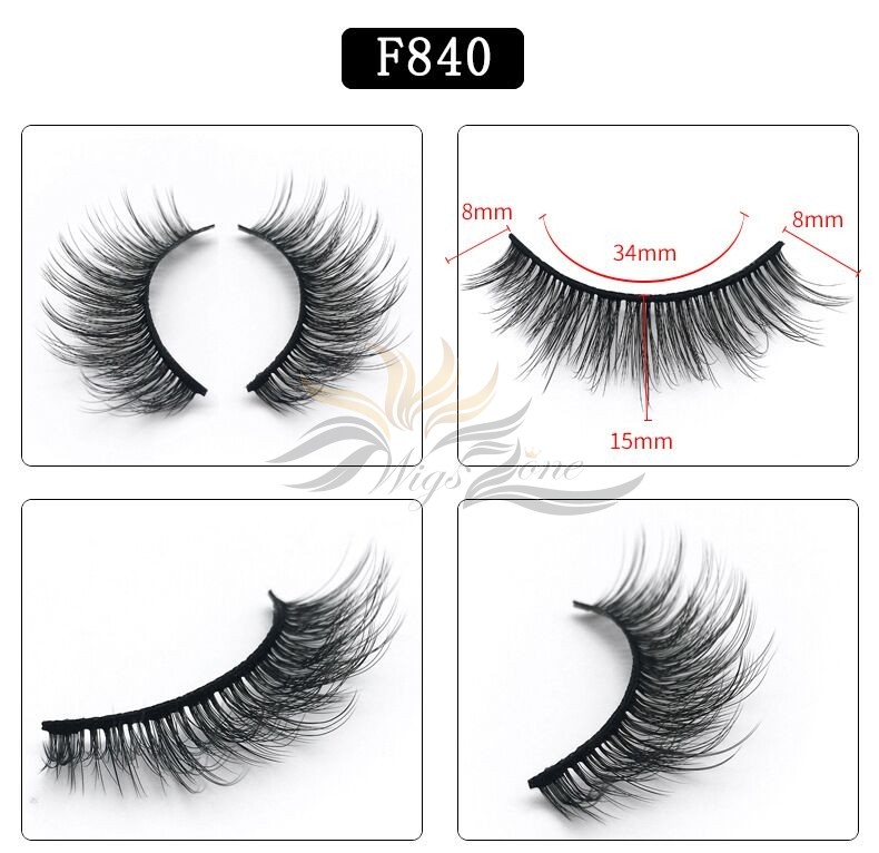 5D Mink Eyelashes 5D Layered Effect Faux Siberian Mink Fur Reusable Hand Made Strips Eyelashes 5 Pairs [F840]