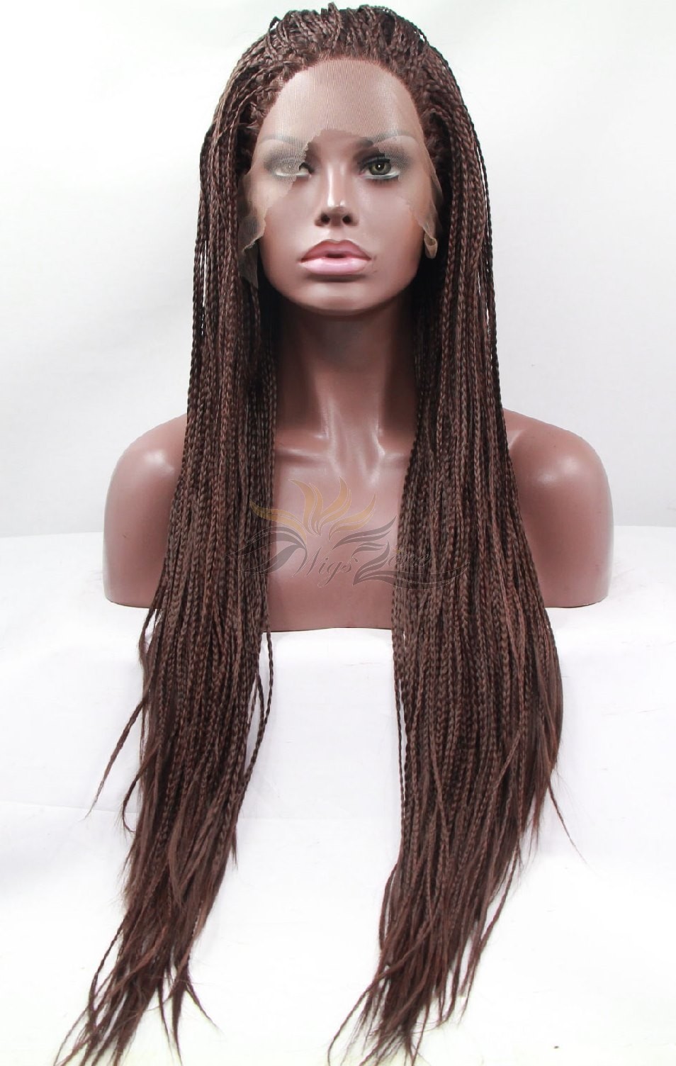 Futura Fiber Brown Braided Box Braid Lace Front Wig Looks & Feels Like Human Hair [SHBB4]