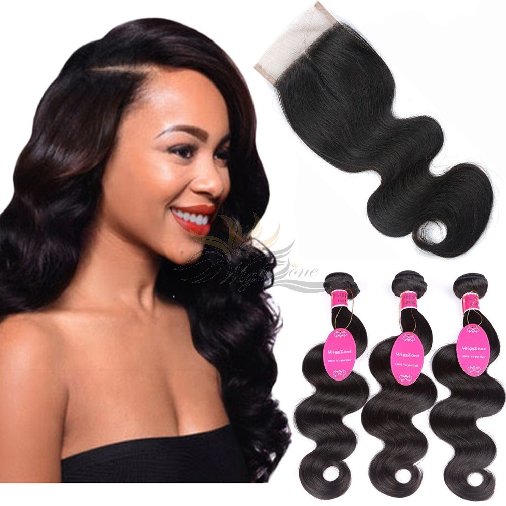 Body Wave Brazilian Virgin Hair Lace Closure + Hair Wefts Bundle Sale [BRBBW]