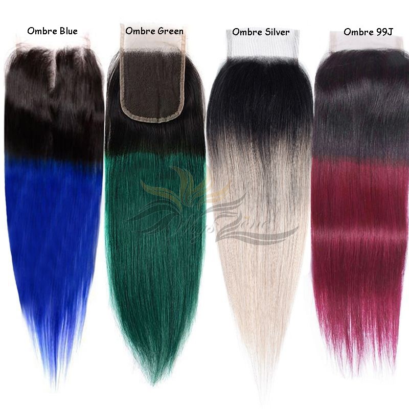 Ombre Color Two Tone Color Straight Hair Brazilian Virgin Hair Lace Closure  [BRLCO]