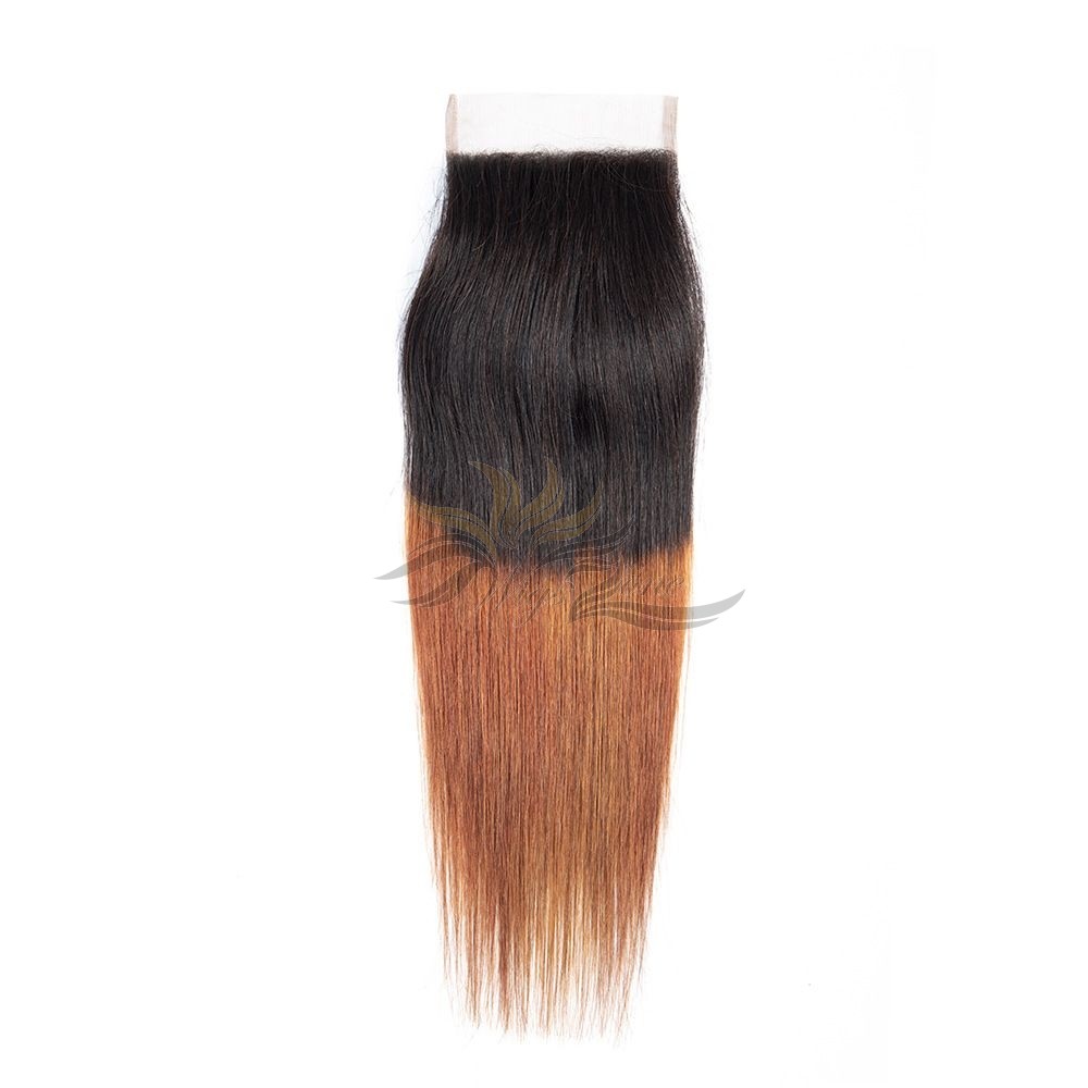 Ombre T1B/30 Two Tone Color Straight Hair Brazilian Virgin Hair Lace Closure  [BRLCO1B30]