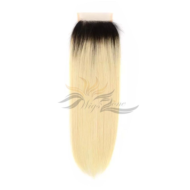 Ombre Blonde Color #613 Silky Straight Brazilian Virgin Hair Lace Closure  [BRLCO613ST]