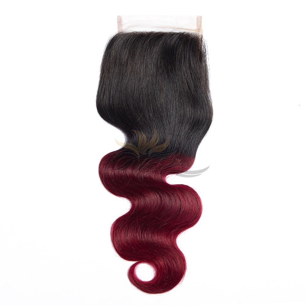 Ombre T1B/99J Two Tone Color Body Wave Brazilian Virgin Hair Lace Closure  [BLC1B99JBW]