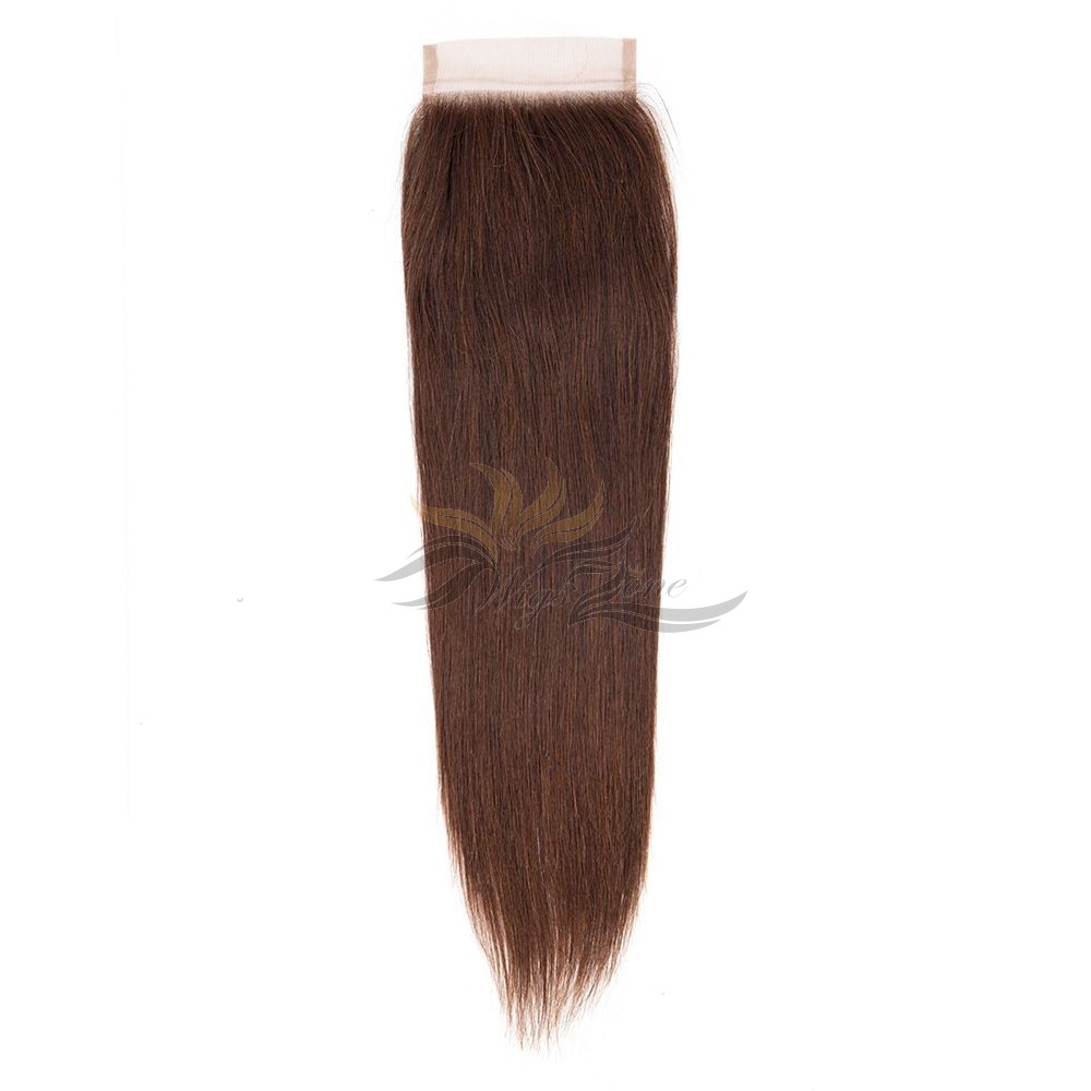 Brazilian Virgin Hair Lace Closure Color #4 Silky Straight  [BLC4ST]