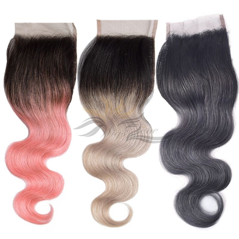Ombre Color Two Tone Color Body Wave Hair Brazilian Virgin Hair Lace Closure  [BRLCOBW3]