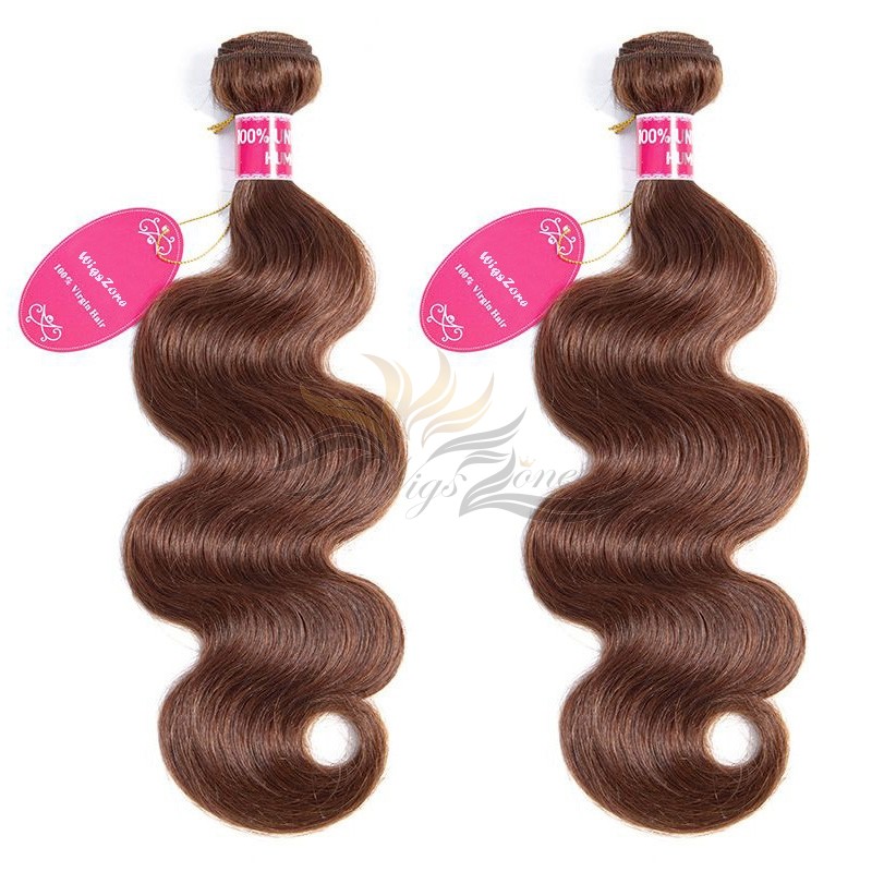 Color #4 Body Wave Brazilian Virgin Hair Wefts 2pcs/Lot Human Virgin Hair Weaves 2 Bundles [BRW4BW2]