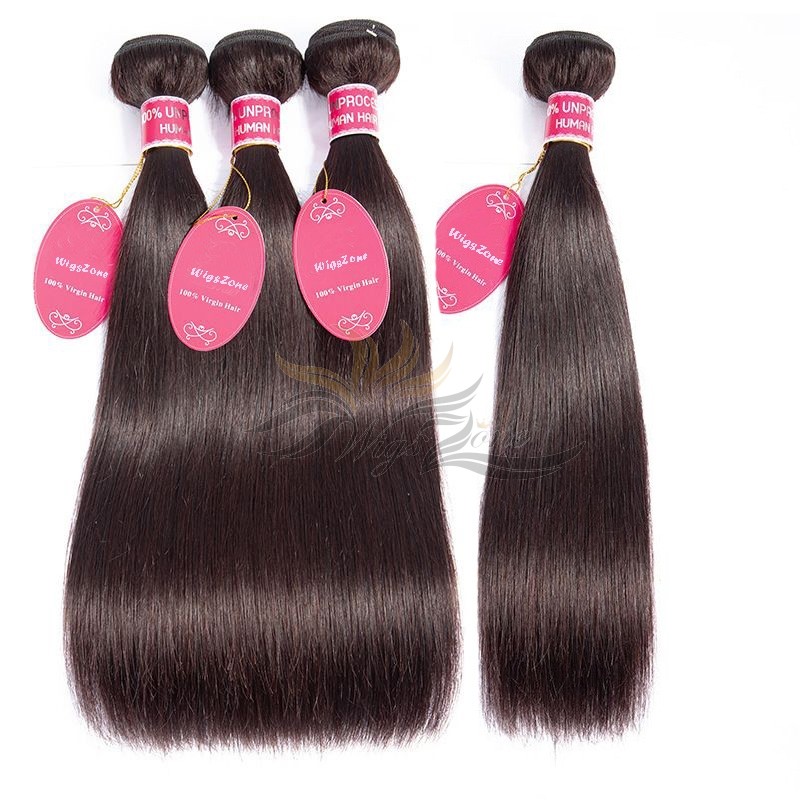 Color #2 Silky Straight Brazilian Virgin Hair Wefts 4pcs/Lot Human Virgin Hair Weaves 4 Bundles [BRW#2ST4]