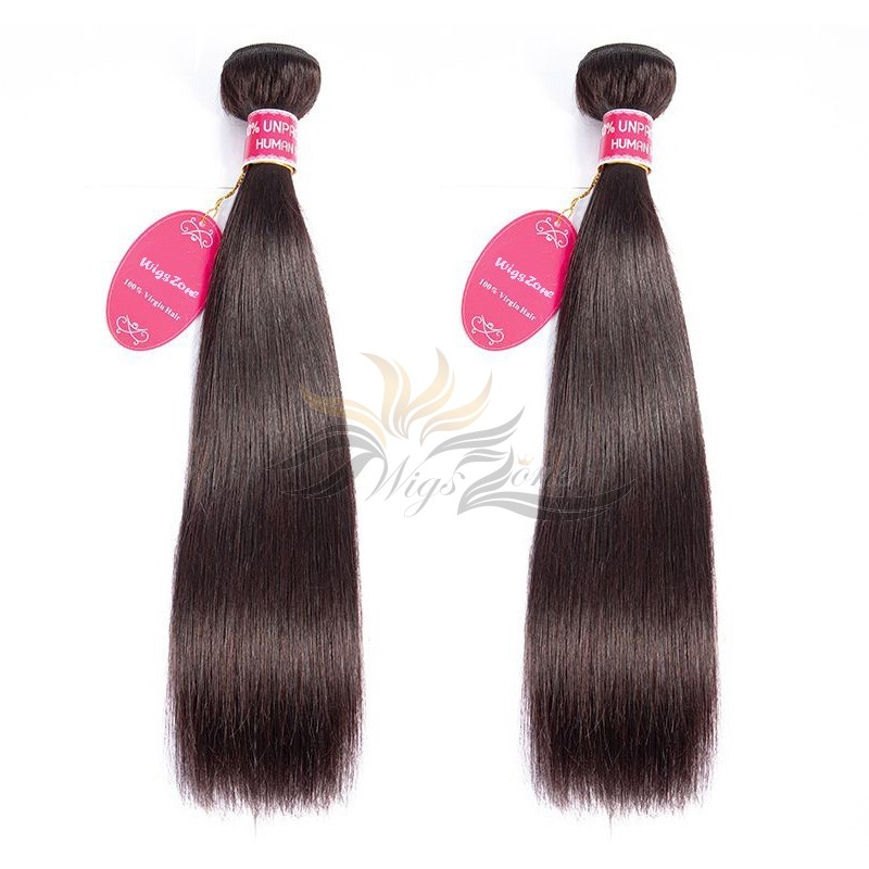 Color #2 Silky Straight Brazilian Virgin Hair Wefts 2pcs/Lot Human Virgin Hair Weaves 2 Bundles [BRW2ST2]