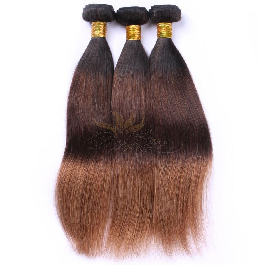 Three Tone Colors 1B/4/30 Brazilian Virgin Hair Wefts Silky Straight  [BR3T2ST]