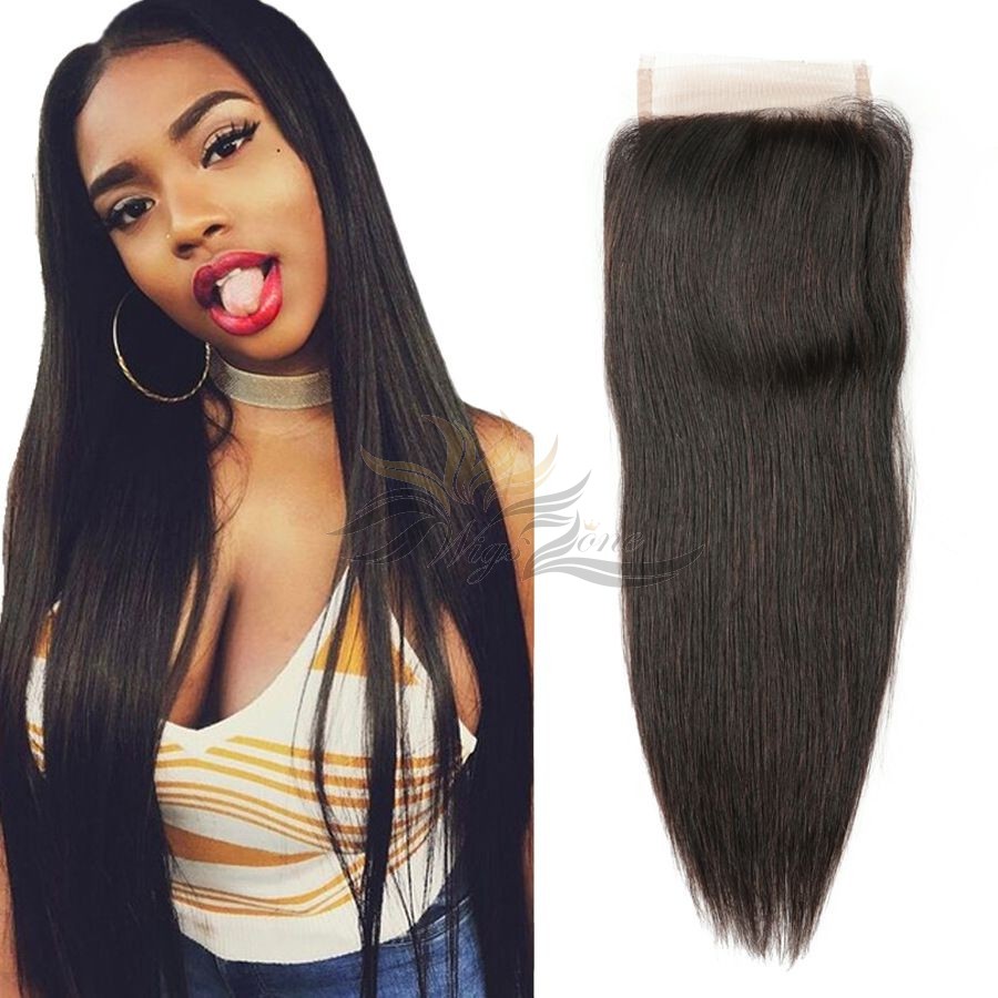 Brazilian Virgin Hair Lace Closure Natural Color Silky Straight  [BLCNST]