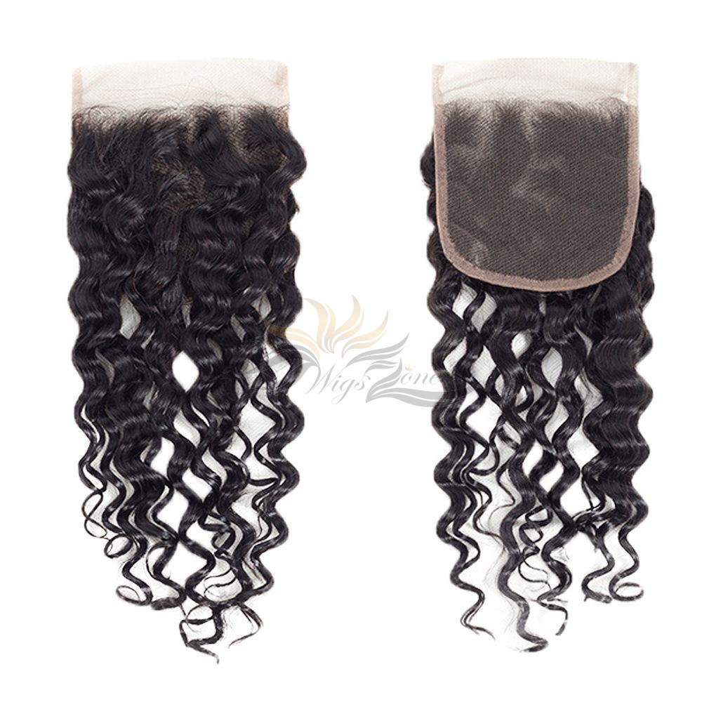 Brazilian Virgin Hair Lace Closure Natural Color Water Wave [BLCNWW]