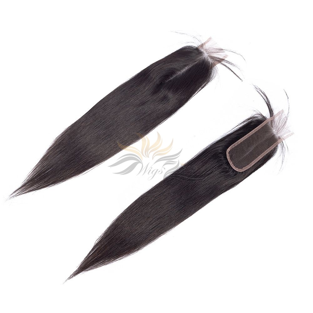 Peruvian Virgin Hair 2inchx6inch Lace Closure Natural Color Silky Straight  [PLC26BW]