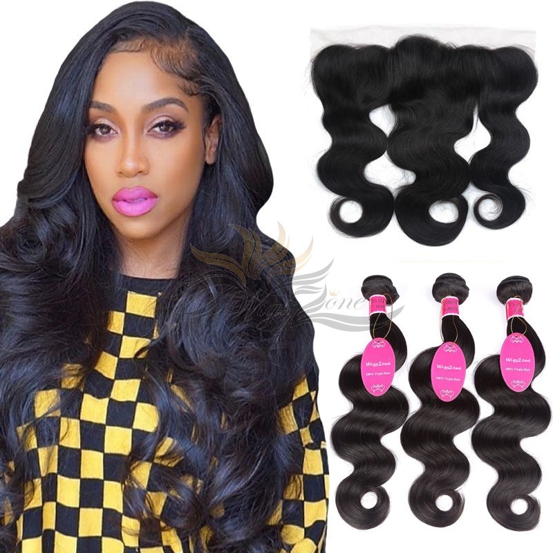 Body Wave Brazilian Virgin Hair Lace Frontal + Hair Wefts Bundle Sale [BLWBW]
