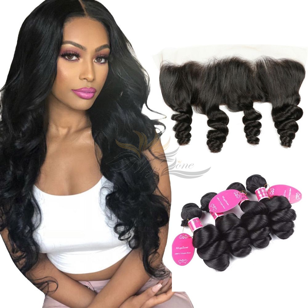 Body Curl Brazilian Virgin Hair Lace Frontal + Hair Wefts Bundle Sale [BLWBC]