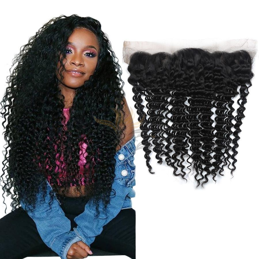 Deep Curl Brazilian Virgin Hair Lace Frontal [BLDC]
