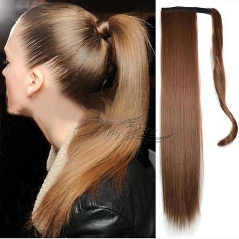 Clip in Ponytail Extension Wrap Around Natural Hairpiece for Women 22 Inch Straight Hair [HA04]