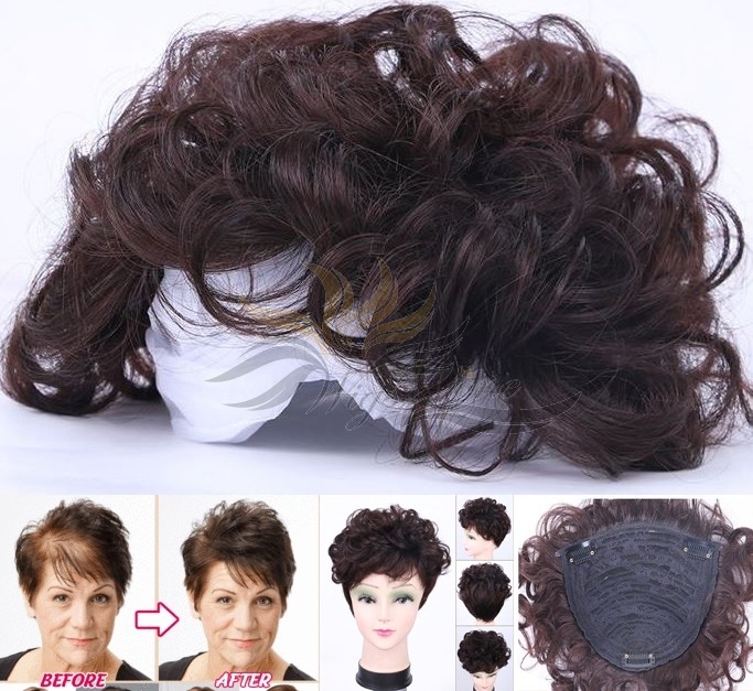 Curly Human Virgin Hair Topper Top Quality Human Hair Clips-in Hairpieces Base Size 13cm*14cm [HP24]