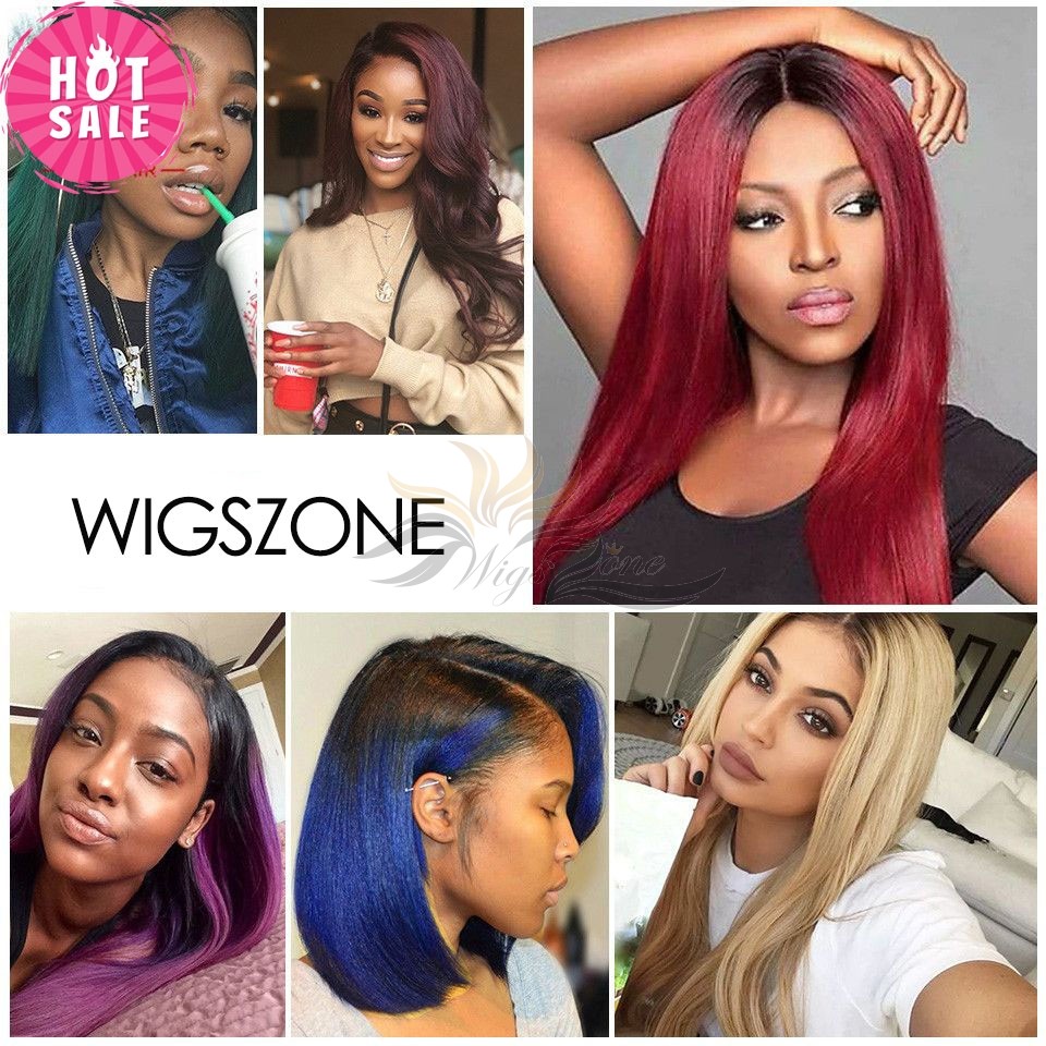 Hot Sale Ombre Colors Silky Straight Brazilian Virgin Hair Lace Front Wig Big Thick Density 100% Human Virgin Hair [BLFW32]
