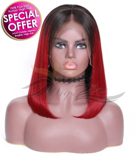 Ombre TNC/Red Bob Brazilian Human Hair Lace Front Wig [BHTR]