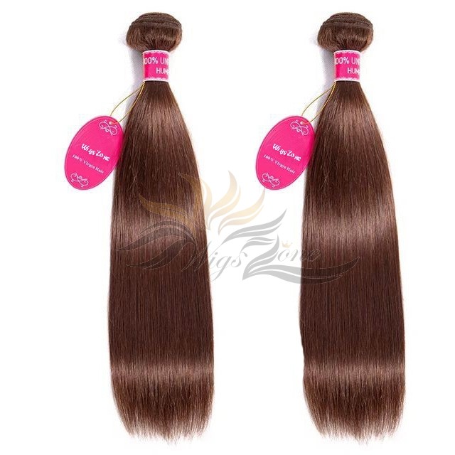 Color #4 Silky Straight Brazilian Virgin Hair Wefts 2pcs/Lot Human Virgin Hair Weaves 2 Bundles [BRW4ST2]