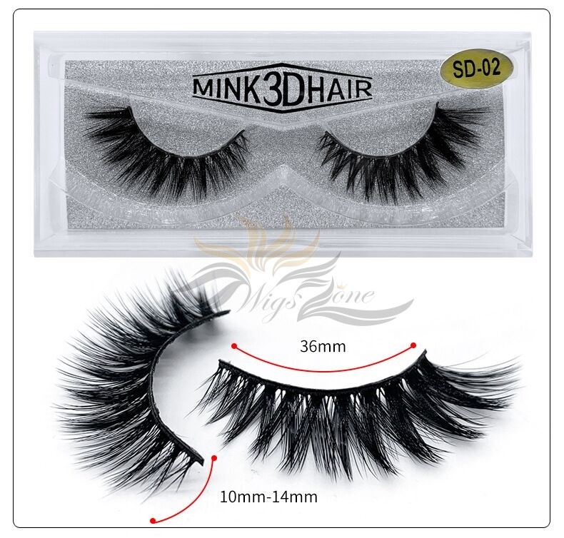 3D Mink Eyelashes 3D Layered Effect Faux Siberian Mink Fur Reusable Hand Made Strips Eyelashes 1 Pair [SD-02]