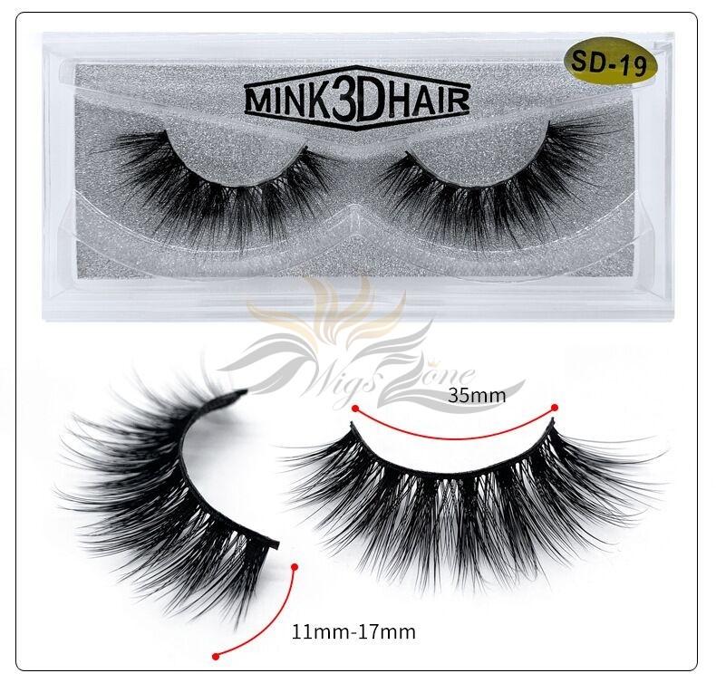 3D Mink Eyelashes 3D Layered Effect Faux Siberian Mink Fur Reusable Hand Made Strips Eyelashes 1 Pair [SD-19]