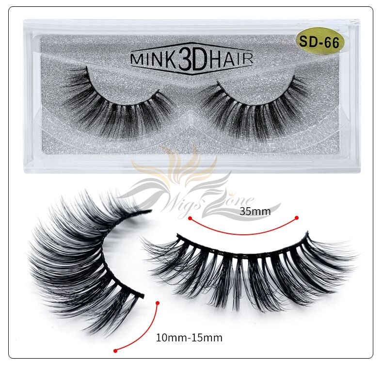 3D Mink Eyelashes 3D Layered Effect Faux Siberian Mink Fur Reusable Hand Made Strips Eyelashes 1 Pair [SD-66]