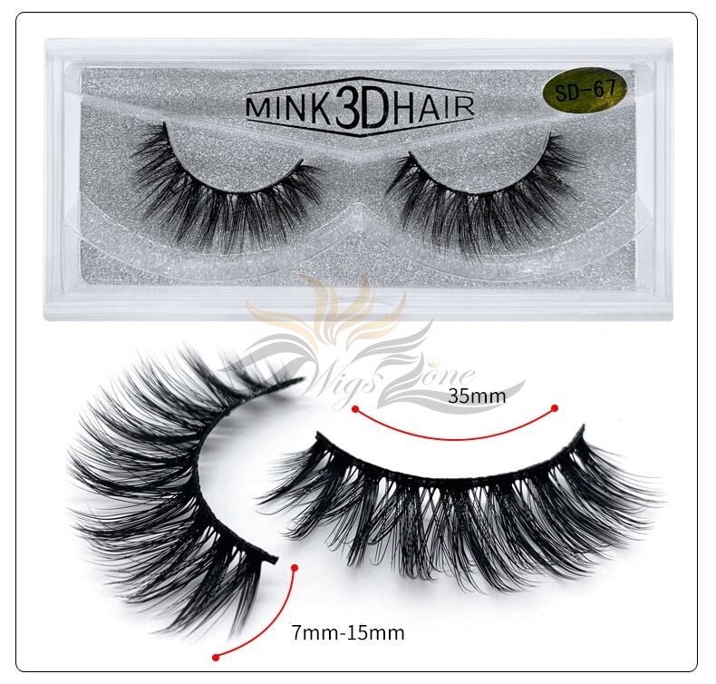 3D Mink Eyelashes 3D Layered Effect Faux Siberian Mink Fur Reusable Hand Made Strips Eyelashes 1 Pair [SD-67]
