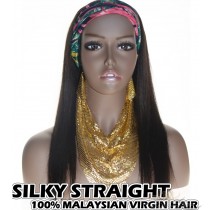 100% Top Grade Malaysian Virgin Hair Headband Wig Scarf Wig Silky Straight Intact Cuticles Aligned [MHST]