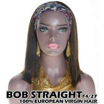 100% Top Grade European Virgin Hair Headband Wig Scarf Wig BOB Straight F4/27 [EH427B]