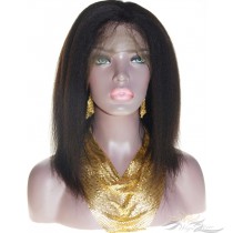 Clearance 14inch Kinky Straight Peruvian Virgin Hair 360 Lace Wig [P360KT]