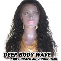 Deep Body Wave Brazilian Virgin Hair HD Lace 360 Lace Wig 150% Density Pre-Plucked Hairline